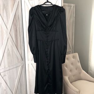 Silk Black Button Dress